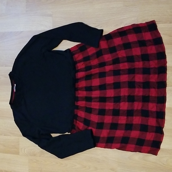 J. Jill black and red plaid long sleeve dress medium petite EUC - Picture 2 of 10